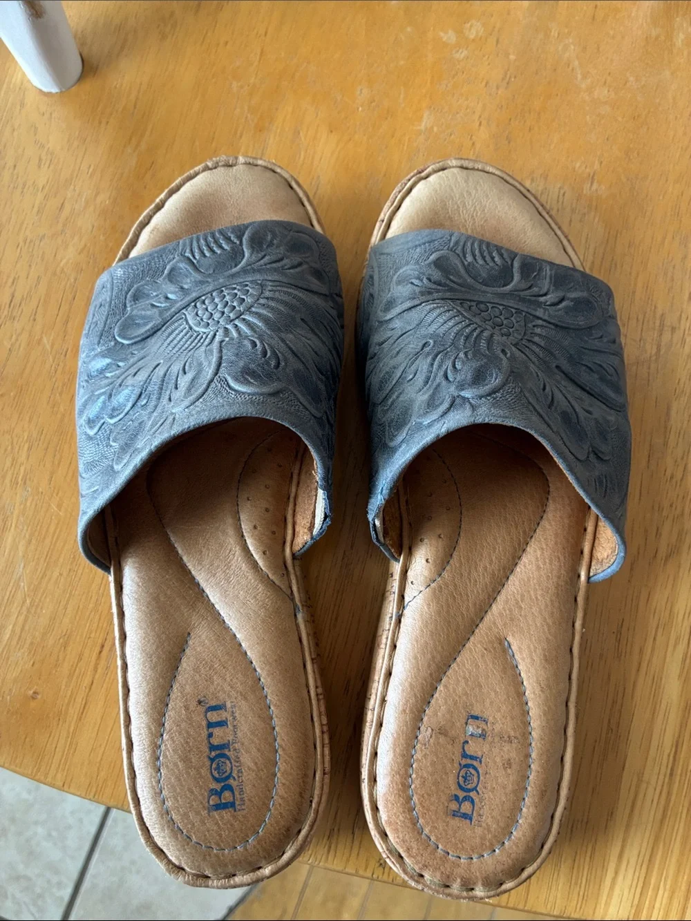 Born Embossed Gray Slide Mules - Picture 7 of 7